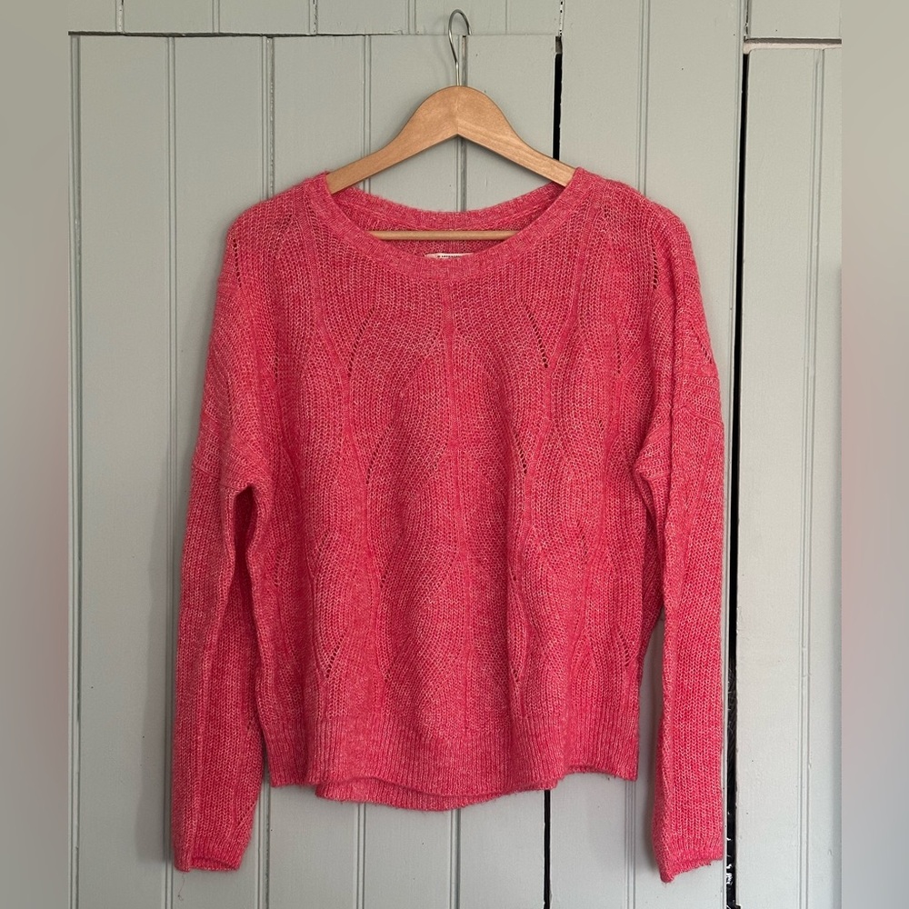 Anthropologie Pointelle Pink Sweater - Size M